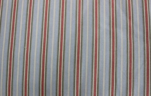 Martindale Cotton - Pink, green & beige stripes on blue background