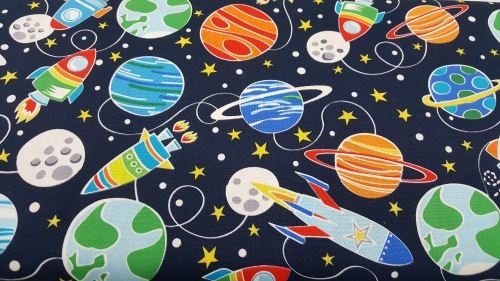 All Systems Glow Cotton - Glow in the Dark rockets, planets, yellow stars & swirls