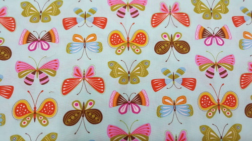 Wing & Leaf Cotton - Bright butterflies on aqua background