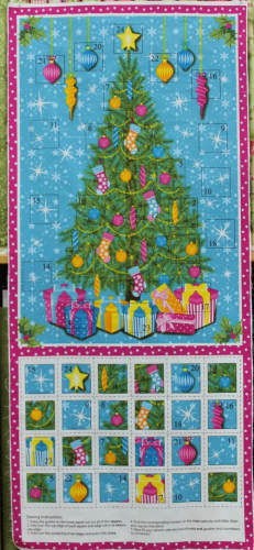 Christmas Tree Panel - Advent Calendar, blue background