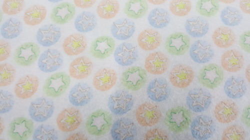 Stars & Circles Flannel - Circles of green, blue & orange with stars