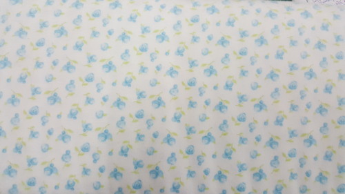 Sweet Baby Flannel - Small blue flowers on white background
