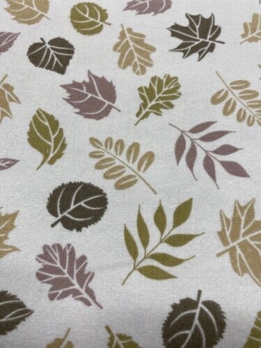 Cozy Outdoors Flannel - Chunky autumn leaves on cream background. 