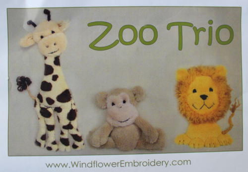 Zoo Trio Full kit including pattern, full instructions, threads and velour