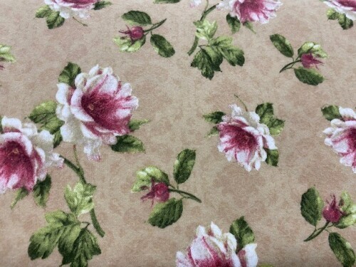 Romantic Afternoon Flannel - Pink/white roses on beige background
