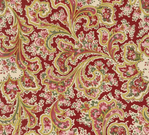 Cotton Backing - Claret floral paisley