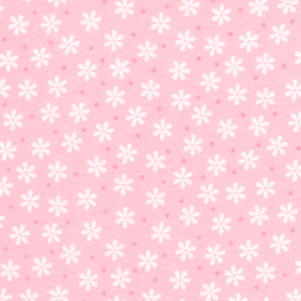 Cosy Cotton Flannel - Small white daisies and pink dots on pink background 