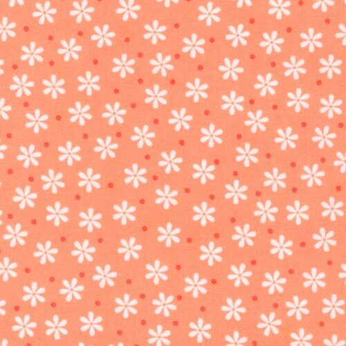 Cozy Cotton Flannel - Small white daisies on peach background
