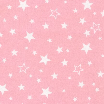 Cozy Cotton Flannel - White stars on pink background
