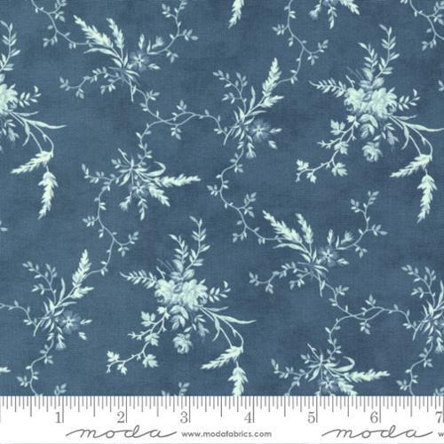 3 Sisters Cascade Dusk - Slate blue background with soft floral sprays